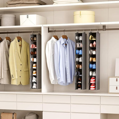 Lifewit Closet Shoe Organizer Hanging 8 Section, Collapsible Closet Organizers and Storage for Shelf, Shoe Hanger for Wardrode, Dorm, 11.8" L X 5.9" W X 41.1" H, Gray