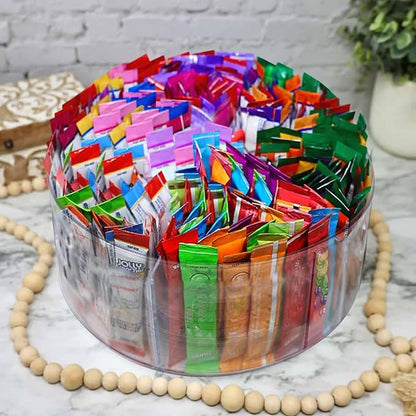Drink Packet Organizer for Powdered Drink Mix,Powder Packet,Water Packet,Water Flavor Packet,Lazy Susan Organizer for Drink Mix Rotating Holder for Necessities