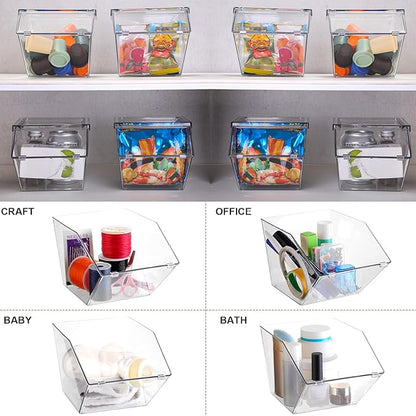 Yerliker 12 Pcs Clear Plastic Storage Bins with Lids Large Stackable Pantry Storage Organizer Bins Kitchen Organization Cabinet Organizers Ideal Containers for Fridge, Kitchen, Cabinets (Clear)