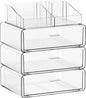 Yieach 4 Tier Clear Acrylic Makeup Organizers with Drawers,Tiered Countertop Make up Storage Organizer for Dresser Top and Bathroom Vanity,Plastic Makeup Stand for Brush,Skincare,Beauty Organizers