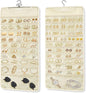 FOREGOER Hanging Jewelry Organizer with 88 Zippered Pockets, Dustproof Foldable for Travel, Accessories Organizer for Holding Jewelries Earring Organizers and Storage (Beige)