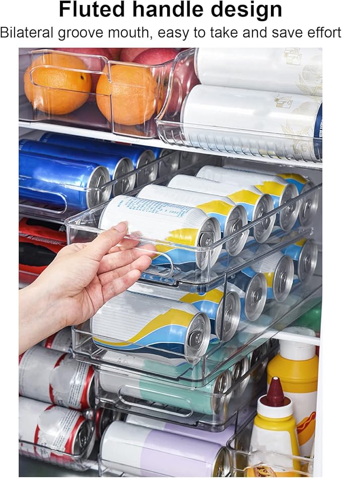 Tyenaza Can Organizer, Stackable Drink Soda Can Holder Rack PET Dispenser Double Deck, Can Storage Organizer Fit for Pantry Refrigerator Kitchen