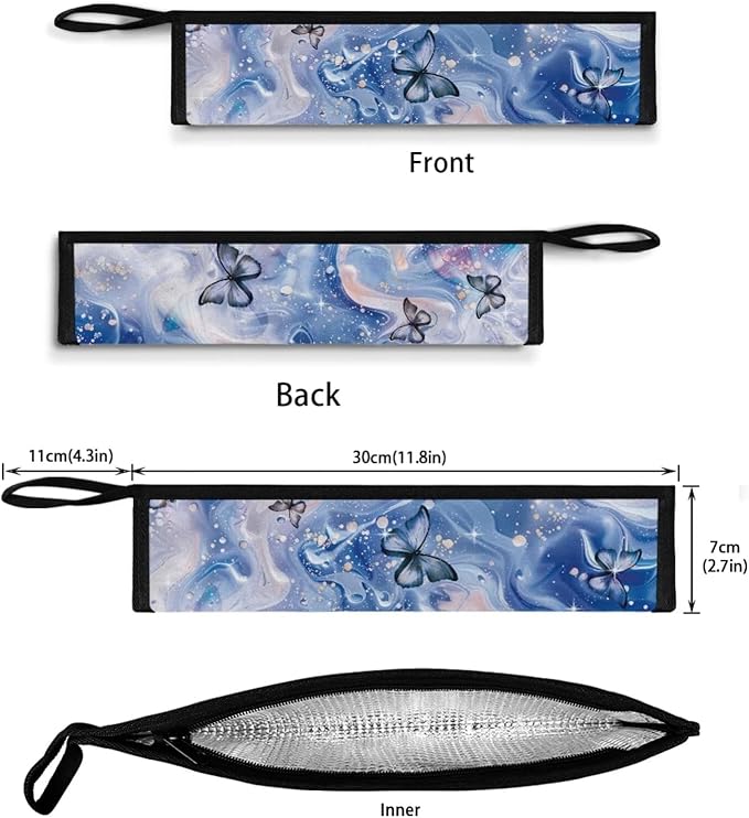 COEQINE Marble Portable Utesil Case Large For Travel Lightweight Leafproof Marble Silverware Bag Portable Leak-proof Holder for Kitchen Fit 11.8 x 2.7 inch