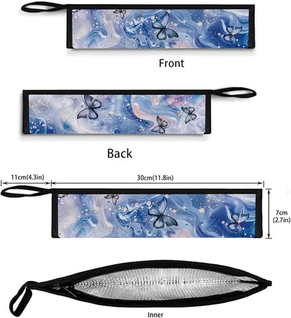 COEQINE Marble Portable Utesil Case Large For Travel Lightweight Leafproof Marble Silverware Bag Portable Leak-proof Holder for Kitchen Fit 11.8 x 2.7 inch