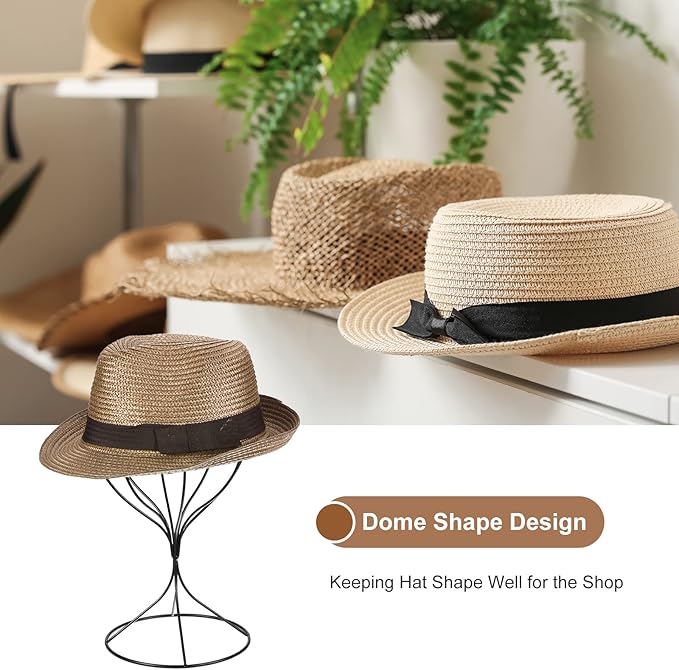 uxcell Metal Hat Display Stand 2 Pack Tabletop Hat and Wig Rack Modern Women Closet Holder for Baseball Cap, Fedora Hat, Cowboy Hat - Black