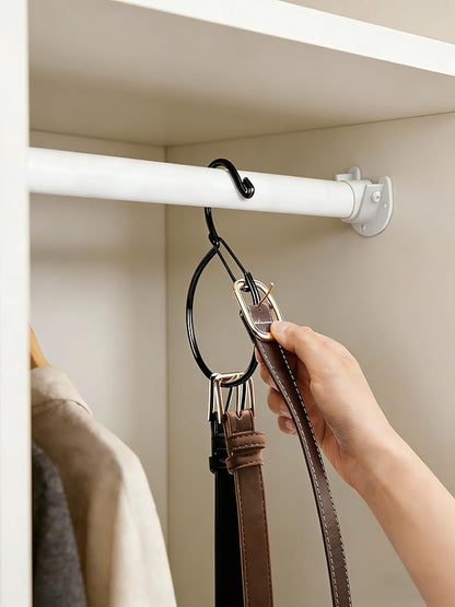 Supforce 6 Pack Belt Hanger, Tie Hanger & Belt Organizer, Rust-Proof Belt Hanger for Closet, Ties, Scarves, Bags & Accessories, Keeps Closet Neat & Organized, Black