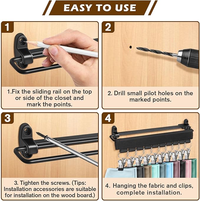 Legging Organizer for Closet, Smooth Sliding Yoga Pant Hanger with Clips, Legging Hangers for Closet Organizer