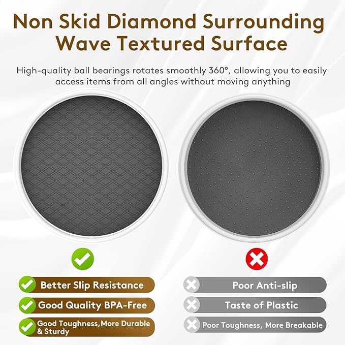 Lazy Susan Turntable Organizer 4 Pack - 10 Inch 360° Rotating Trays for Kitchen Cabinet, Pantry, Countertop, Fridge - Non-Skid Spice Rack Storage for Bathroom, Vanity, Makeup