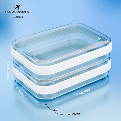 Clear Zipper Pouches Hard Shell - Transparent Storage Bins for Home Organization - Stackable Zippered Pencil Case to Organize Playroom Toy Bin - TSA Approved Toiletry Bag Travel Bags for Toiletries