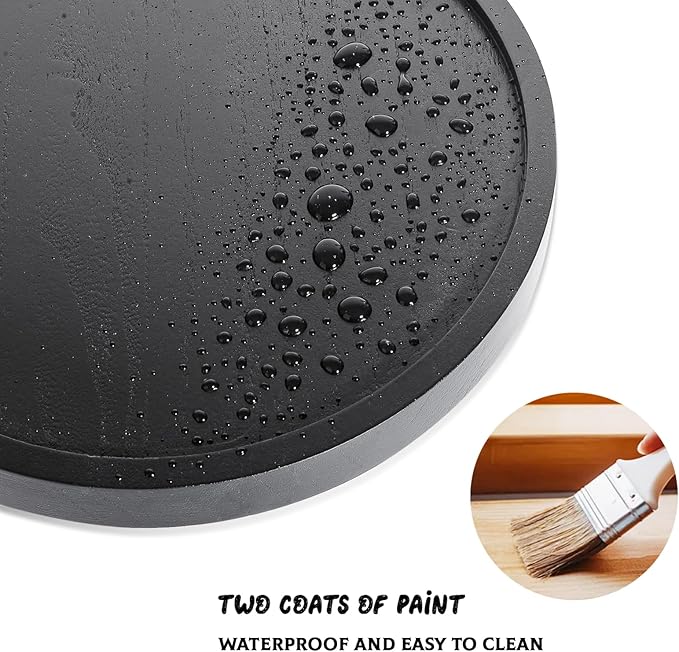 Wood Lazy Susan Organizer Kitchen Turntable for Cabinet Farmhouse Bathroom Decor Round Decorative Tray for Vanity, Counter, Sink, Coffee Table, 10 Inch, Black