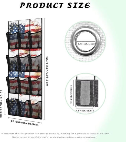 American Flag Over The Door Shoe Organizers with 12 Mesh Pockets Baby Organizer Storage Hanging Shoe Organizer Shoe Holder Rack for Toddler Girl Room Baby Room Craft Room Bedroom