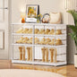 CIMLORD 3-Tier Foldable Shoe Rack for Closet Entryway 6-12Pairs,Stackable Clear Shoe Storage Boxes Organizer with Door Plastic Small Shoe Cabinet Bins with Lids Shoes Shelf Easy Assembly White
