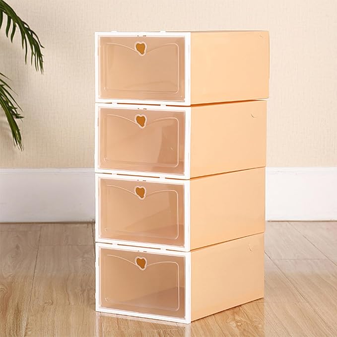 SHINEOFI 2Pcs Thickened Plastic Shoe Storage Boxes Stackable Male Footwear Containers Large Capacity Home Organizer for Sneakers and Boots