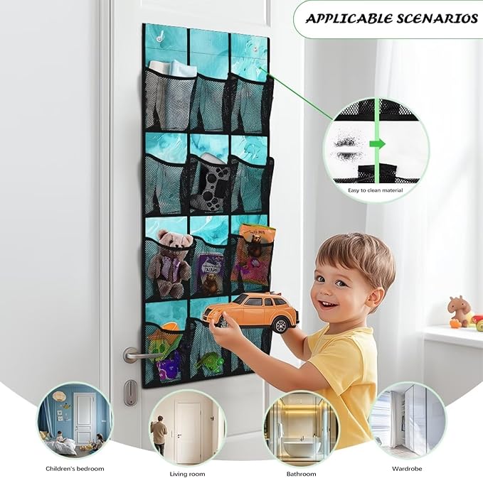 Generic Blue Marble Over The Door Shoe Organizer Hook Design Shoes Rack Storage Organizer Over The Door Can Be Easily Folded Into A Flat Shape for Easy Storage and Carrying