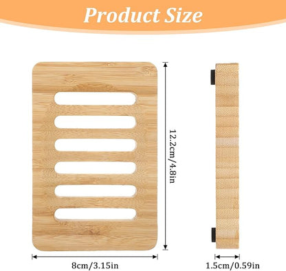 2 Pack Wooden Soap Holder Waterproof Self Draining Soap Dish Wood Soaps Tray for Shower Bathroom Kitchen Bathtub