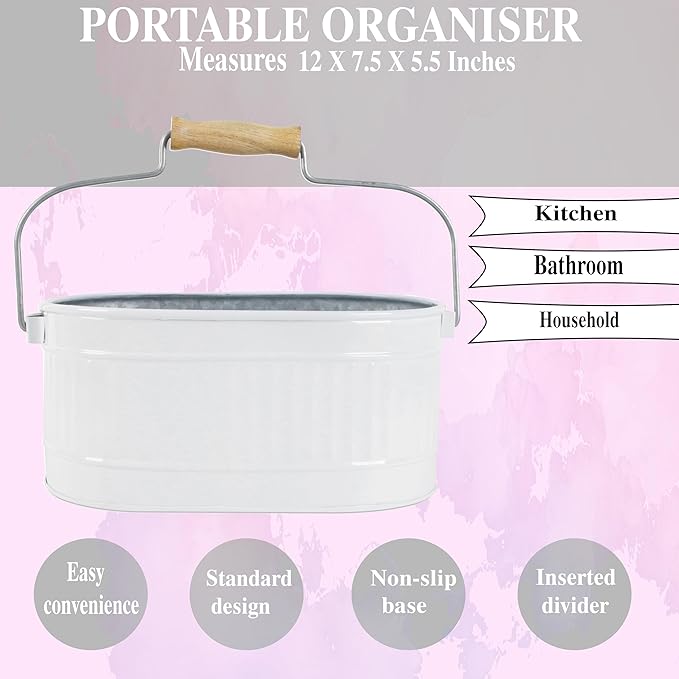 CLEENTABLE Heavy Duty Metal Kitchen Utensil Holder for Countertop - 4 Section Utensil Crocks for Kitchen Counter, Morden Utensil Organizer for Spatula, kitchen Décor, Picnic,Parties (White)
