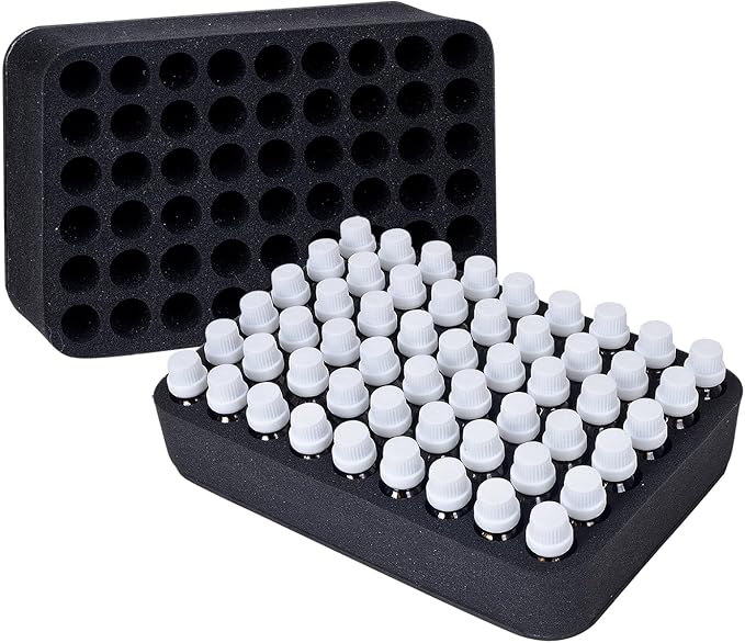 Essential oils Organizer Holder Foam Pad with Slots, Holds 54 bottles of 10ml、15ml Bottles, Removable Dividers，Black