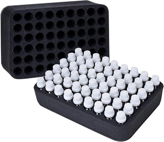 Essential oils Organizer Holder Foam Pad with Slots, Holds 54 bottles of 10ml、15ml Bottles, Removable Dividers，Black