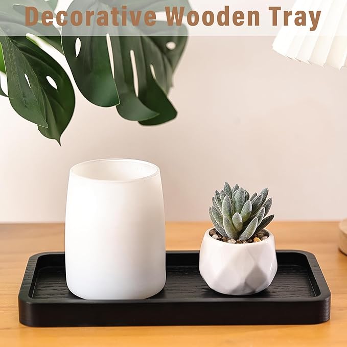 Wooden Bathroom Vanity Tray, 9.9" Small Bathroom Tray for Home Décor, Countertop Display, Jewelry Organizer, Candle Holder, Wooden Tray for Kitchen Counter，One-piece Red Oak Wood Cutting (9.9" x 5")
