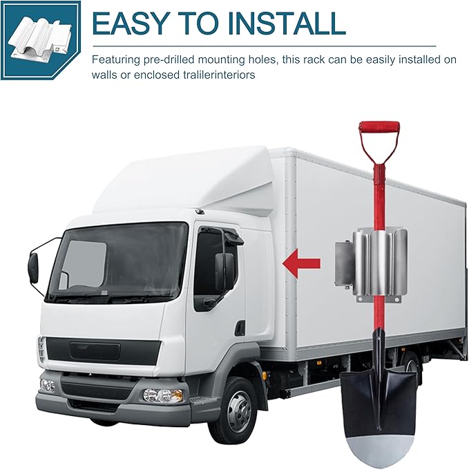 Shovel Holder, Spring Loaded Stainless for Dump Truck/Trailer,for Shovels, Rakes,Snow Shovels,Hoes, Heavy Duty # SH675SS