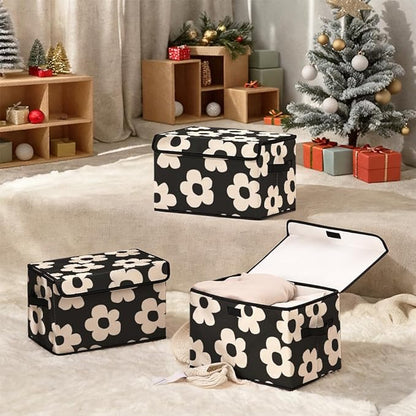 Stackable Clothes Storage Bins with Lids,Closet Organizers Fabric Cat Printing Box for Home and Office,Blanket Clothes Organizers,Under Bed Storage Containers 3 Pack.