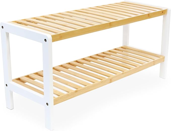 RoyalHouse Bamboo Shoe Rack, 2-Tier Shoe Organizer, Perfect Free Standing Shoe Rack for Living Room, Closet, Entryway, Bedroom