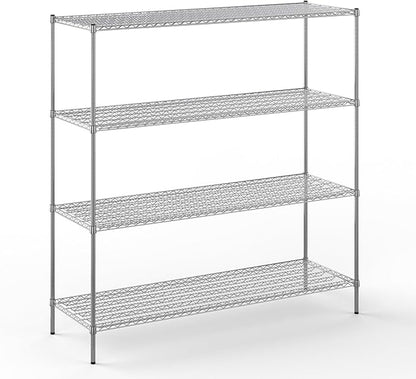 24" Deep x 72" Wide x 74" Height Wire Shelving Kit | 4-Tier | NSF Commercial Storage Rack Unit