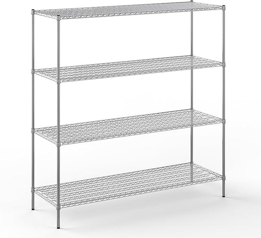 24" Deep x 72" Wide x 74" Height Wire Shelving Kit | 4-Tier | NSF Commercial Storage Rack Unit