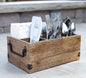 Mother's Day Gifts Wooden Kitchen Utensil Holder With 4 Compartments Wood Cutlery Utensil Organiser Flatware Caddy Organizer for Party | Silverware Condiment Organizer with Napkin Holder for Dining