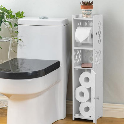 H HUIYKALY Toilet Paper Storage: Toilet Paper Holder Stand with Roller for Small Space,White