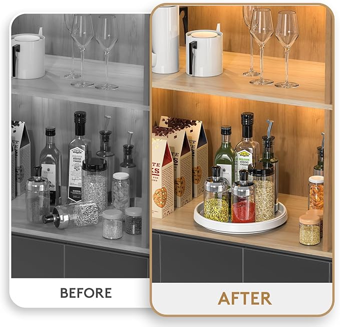 P PRETIRENO Lazy Susan Turntable Organizer, 10 Inch 360° Rotating Tray for Kitchen Cabinet, Pantry, Countertop, Fridge - Non-Skid Spice Rack Storage for Bathroom, Vanity, Makeup
