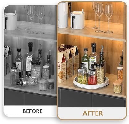 P PRETIRENO Lazy Susan Turntable Organizer, 10 Inch 360° Rotating Tray for Kitchen Cabinet, Pantry, Countertop, Fridge - Non-Skid Spice Rack Storage for Bathroom, Vanity, Makeup