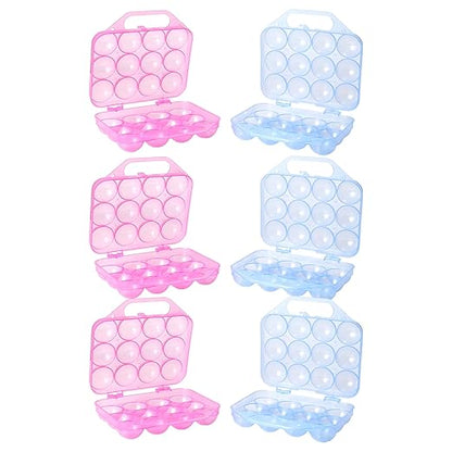Clear Plastic Egg Carton, 12 Egg Holder Carrying Case with Handle, Set of 6