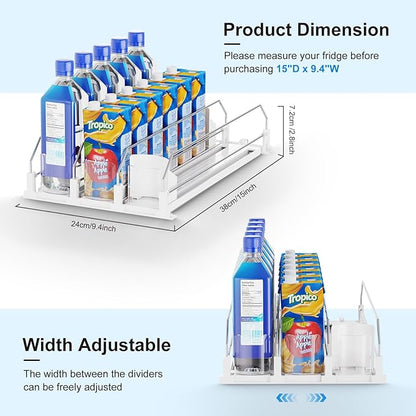 Dayacoco Drink Organizer For Fridge,Soda Drink Dispenser For Fridge,Fridge Can Drink Organizer,12oz 16oz 20oz-Soda Automatic Dispenser For Fridge And Adjustable Width-Holds Up To 15 Cans,3 Rows