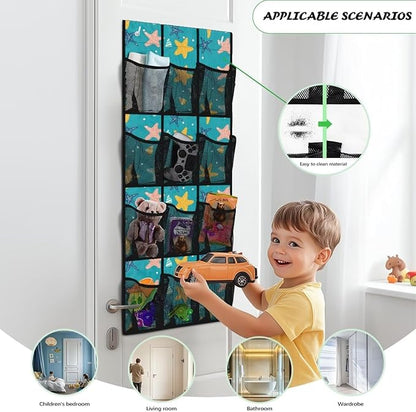 Starfish Over the Door Organizer Bathroom Door Storage for Toiletries 4 Shelf 12 Mesh Pockets Shoe Rack for Closet Door Easy to Install Hanging Storage Bag for Toys Snacks Shoes