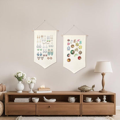3 PCS Canvas Banners Wall Hanging Brooch Jewelry Storage Case Stand Enamel Pin Display, Sublimation blank Banner,Holder Earrings Necklace Pin Collection Organizer