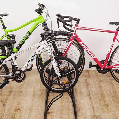 CyclingDeal Bicycle Floor Parking Rack Stand - for Mountain MTB Road Bike - Indoor Home Garage Storage - Classic 3 Bikes