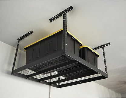 Klutch Overhead Garage Storage Rack — Adjustable Height, 48in.L x 48in.D x 23–37in.H