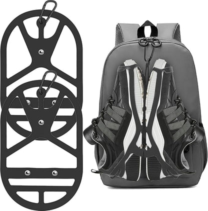 2 Pack Shoe Holster for Backpack with Clip Hanger, Shoe Holder for Sneakers, Cleats, for Travel, Outdoors, Sports (X-Large, Black)