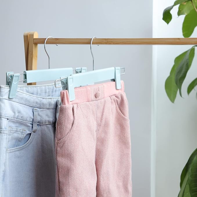NORTHERN BROTHERS Pants Hangers with Clips Skirt Hangers for Women Plastic Clip Hanger for Pants Clothes Hanger (30pack, Blue)