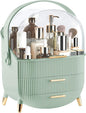 Makeup Organizer for Vanity, Large Capacity Skincare Cosmetic Organizer Countertop with 2 Drawers, Cosmetic Display Cases Makeup Storage Box for Bedroom, Bathroom, Ideal Gifts for Women(Green)