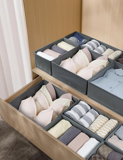 Fordonral 16 Pack Drawer Organizer Clothes, Foldable Fabric Dresser Organizer Closet Organizers and Storage Box for Underwear,Folded Clothes,Baby Clothing,Socks,Bra,Towels,Ties(Gray)