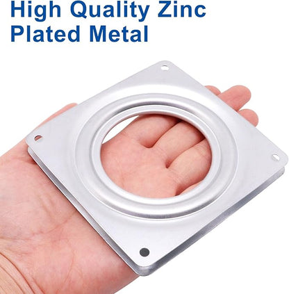 6PCS 4 Inch Lazy Susan for Table Top, Steel Ball Bearing Square Rotating Tray Hardware, Metal Lazy Susan Turntable Swivel Plate for Bar Stool Chair, Serving Trays, Storage Racks