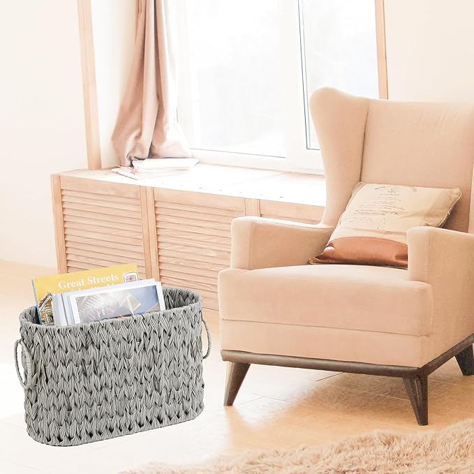 ORDELITE Toilet Paper Storage - Waterproof Wicker Basket for Bathroom, Holds 6 Rolls