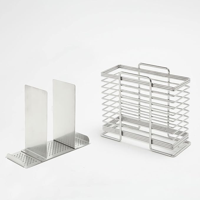 INEX Rectangular Cutlery Holder Caddy (Stainless Steel, 5.1" H x 6.1" W x 3.1" D (Stand-type))
