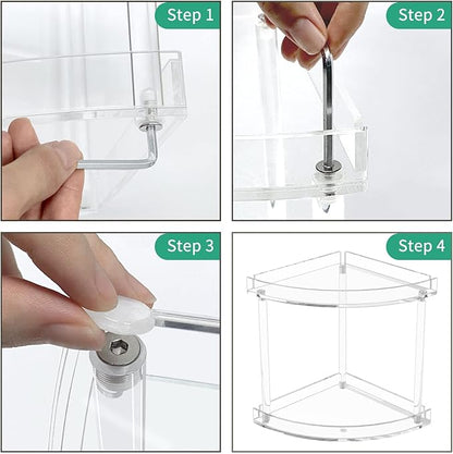 NPPLUS 2 Tier Acrylic Bathroom Counter Organizer, Clear Bathroom Countertop Corner Organizer, 2-Tier Corner Storage Shelf Vanity Trays, Home Storage Holder for Makeup Cosmetics Perfume Organizer