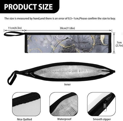 COEQINE Marble Utensil Holder Portable Travel Rose Flower Utensil Bag Flatware Bag Tableware Case for Travel Frok Spoon Knife With Case Carry On Zipper Cutlery Pouch