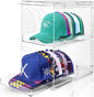 Acrylic Hat Organizer for Baseball Caps, Stackable Clear Sliding Tray & Door Panel Hat Holder Box , Large Cap Holder Organizer with Sliding Tray, Hat Racks Can Hold 30 Caps 16.6" H x 10.7" W x 15.8" D