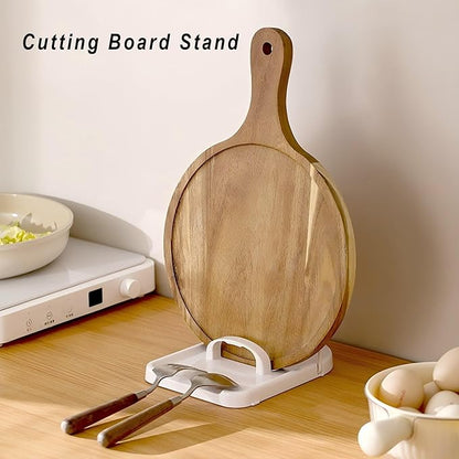 Foldable Pot Lid Holder & Spoon Rest - ABS with Stainless Steel, Non-Slip Silicone Base, Holds Lids & Utensils, Dishwasher Safe, Space-Saving Kitchen Organizer for Countertop