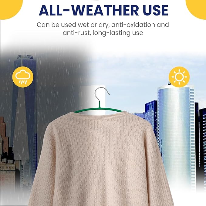 Jiang&Rong 30 Pack 16 Inch Rubber-Coated Non-Slip Metal Hangers - Heavy Duty No Bump Closet Hangers for Coats, Shirts, Suits, Sweaters (30-Pack, Green)